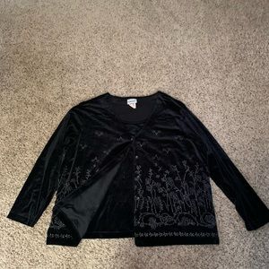 Black Velvet Blouse with Embellishments 3X